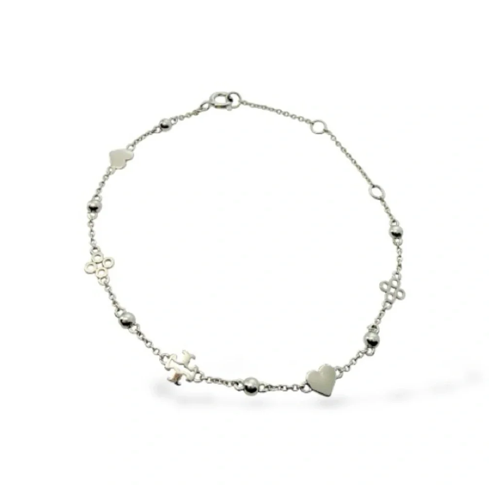 Tory Burch Kira Delicate Charm Bracelet in Silver.